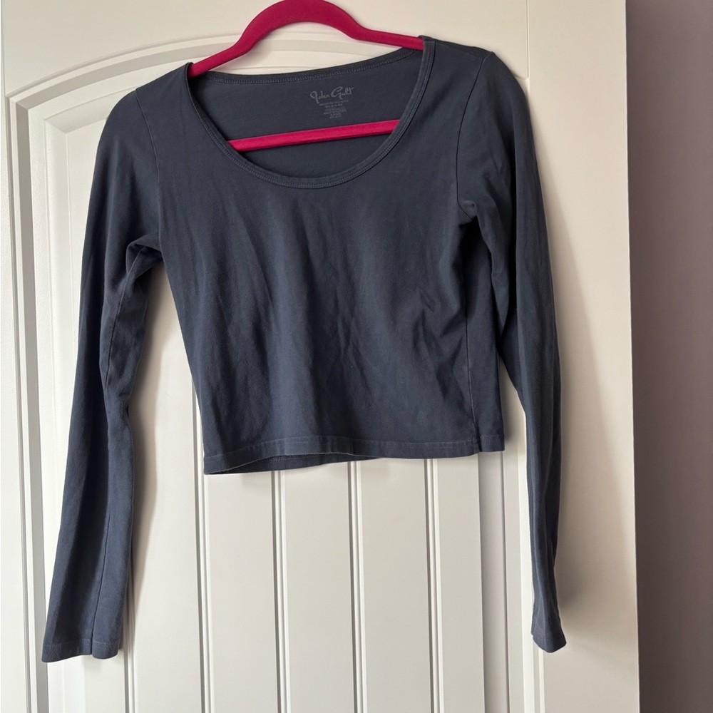 Brandy Melville Women's Dark Gray/Blue Long Sleeve Top